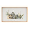 Christmas Wall Print Wood Framed Winter Village 12 Inch Height By Melrose