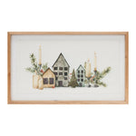 Wood Framed Winter Village Mantlescape Print 12 Inch Height Holiday Decor By Melrose
