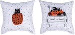Manual Woodworkers Halloween Pillow – Trick or Treat Kitty Pumpkin 9x9 inch Climaweave