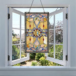 Fine Art Lighting Tiffany Style Stained Glass Window Panel – 276 Glass Cuts, 15" x 26" Decorative Hanging Art