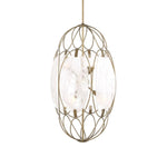 Uttermost Valencia 6-Light Pendant – Elongated Soft Gold Frame with Swirled White Glass Insets, 31" Tall