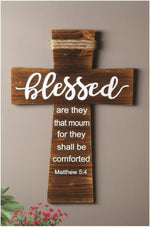 Manual Woodworkers and Weavers Blessed Are They That Mourn Wall Cross – Wooden Memorial Decor, 20" H x 14" W