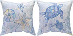Manual Woodworkers and Weavers Sea Creatures Climaweave Throw Pillow, 18" x 18" Cushion in White/Blue Multi with Polyester Fill