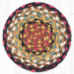 Earth Rugs Burgundy/Mustard Jute Large Coaster – 7" Round, Handwoven Primitive Table Accent