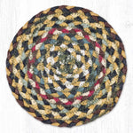 Earth Rugs Fir/Ivory Jute Large Coaster – 7" Round Braided Table Mat, Farmhouse Country Style