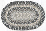 Earth Rugs Gray Sand Ivory Braided Jute Oval Placemat 13"x19"
