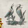 Coastal Heron Wall Art – Metal Double Bird Plaque for Garden or Porch
