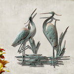 SPI Home Double Garden Heron Wall Plaque – 25” Metal Nature Wall Art, Coastal Outdoor Decor for Garden, Patio, or Porch