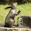 Whimsical Rabbit Lantern – Rustic Metal Candleholder for Garden or Porch