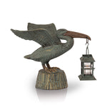 SPI Home Pelican Lantern – 11” Metal Coastal Candleholder, Freestanding Nautical Garden Accent with Cutout Light Design