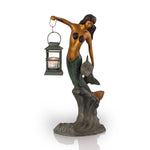 SPI Home Mermaid Lantern – 20.5” Tall Metal Coastal Candleholder, Freestanding Nautical Accent for Patio, Garden, or Entryway