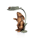 SPI Home Rabbit, Bird and Leaf Birdfeeder – 18-Inch Cast Aluminum Outdoor Feeder with Nature-Inspired Bronze Finish