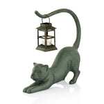 SPI Home Stretching Cat Garden Lantern – 15-Inch Cast Aluminum and Glass Outdoor Sculpture with Antique Bronze Finish