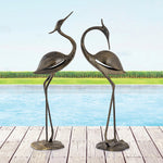 SPI Home Heron Garden Pair – Elegant Metal Bird Sculptures for Outdoor Display, 32" Tall Coastal-Inspired Duo