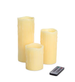 Melrose LED Dripping Wax Pillar Candles with Remote (Set of 3)