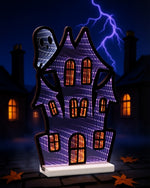 LED Haunted House Ghost Light – Spooky Halloween Accent 16"H – Tabletop Decor By Melrose