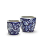 Two's Company 53567 Set of 2 Blue and White Hand Painted Planters