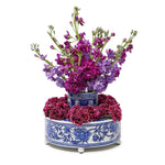 Two's Company 53569 3-Piece Blue and White Hand-Painted Floral Arranger