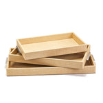 Two's Company 53591 Set of 3 Terra Cane Gallery Tray (nested) - Natural Wood