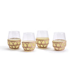 Two's Company 53601 Island Chic Set of 4 Hand-Woven Lattice Stemless Wine Glass