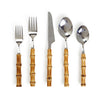 Two's Company 53639 Bamboo 20 Piece Flatware Service Set for 4 in Storage Pouch