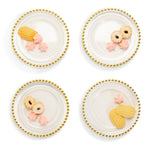 Two's Company 53643 Golden Beads Set of 4 Appetizer Dessert Plates