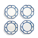 Two's Company 53679 Set of 4 Blue Bamboo Salad/Dessert Plates With Bamboo Rim