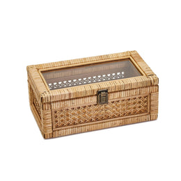 Two's Company 53698 Small Hand-Crafted Rattan Decorative Desktop Box