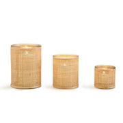 Two's Company 53707 Set of 3 Rattan Wrapped Cachepot/Candleholder