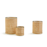 Two's Company 53707 Set of 3 Rattan Wrapped Cachepot/Candleholder