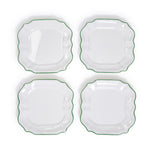 Two's Company 53740 Garden Soiree Set of 4 Green Border Salad/Dessert Plates
