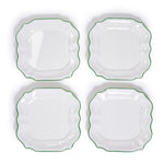 Two's Company 53741 Garden Soiree Set of 4 Melamine Green Border Dinner Plates