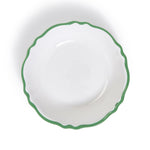 Two's Company 53743 Garden Soiree White Melamine Serving Bowl with Green Border
