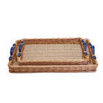 Two's Company 53770 Set of 2 Large Hand-Crafted Wicker Tray with Handles