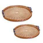 Two's Company 53771 Set of 2 Round Hand-Crafted Wicker Tray