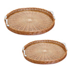Two's Company 53782 Set of 2 Round Hand-Crafted Wicker Tray