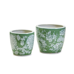 Two's Company 53796 Countryside Set of 2 Hand-Painted Cachepot/Vase