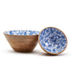 Two's Company 53899 Blue Batik Hand-Crafted Set of 2 Wooden Bowls