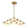 Modern Square Wedge Brass and Glass LED Chandelier