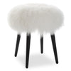 Uttermost Wooly Accent Stool Authentic White Sheepskin Solid Wood Tapered Legs