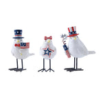 Americana Bird Figurine Set of 3 – Polyresin & Metal Patriotic Decor, 5×3×5.75 in by Melrose