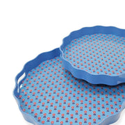 Red White And Bloom Set of 2 Scalloped Lacquered Trays 15