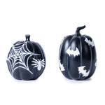 Halloween Spider and Bat Pumpkin Figurine Set Polyresin – Stylish Black–White Indoor Decor Accent by Melrose