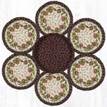 Earth Rugs Holiday Floral Round Jute Trivets in Basket – Set of 6" Heat-Resistant Decorative Trivets with Festive Seasonal Prints