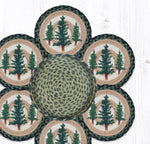 Cabin Kitchen Trivets – Tall Timber Pine Tree Set of 6 with Storage Basket
