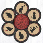 Farmhouse Cat Kitchen Decor – Set of 6 Braided Cat Trivets with Storage Basket