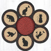 Farmhouse Cat Kitchen Decor – Set of 6 Braided Cat Trivets with Storage Basket
