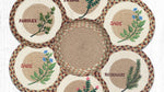 Natural jute round trivets with basil, thyme, and rosemary designs