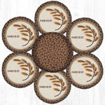 Earth Rugs Six Piece Golden Wheat Jute Trivets Set with Woven Basket