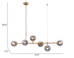 Zuo Brass Pendant Light with Six Globe Shades